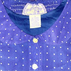 Vintage PUDDING SHOP COTTAGECORE purple/white polka dot maxi dress size 3